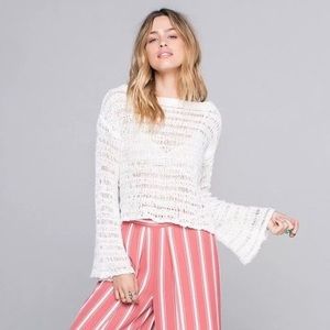 Band Of Gypsies Crochet Open Knit Sweater Top M